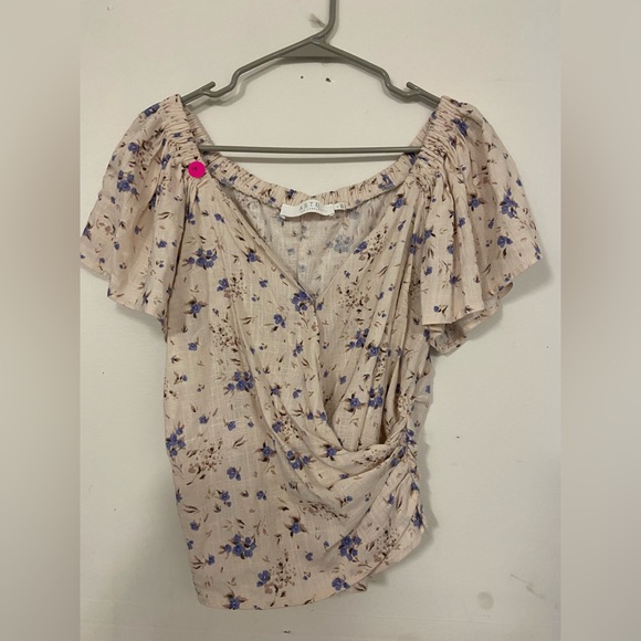 Astr Floral Blouse - Cream and Blue - Picture 1 of 5